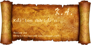 Köles Adrián névjegykártya