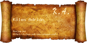 Köles Adrián névjegykártya