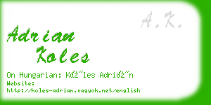 adrian koles business card